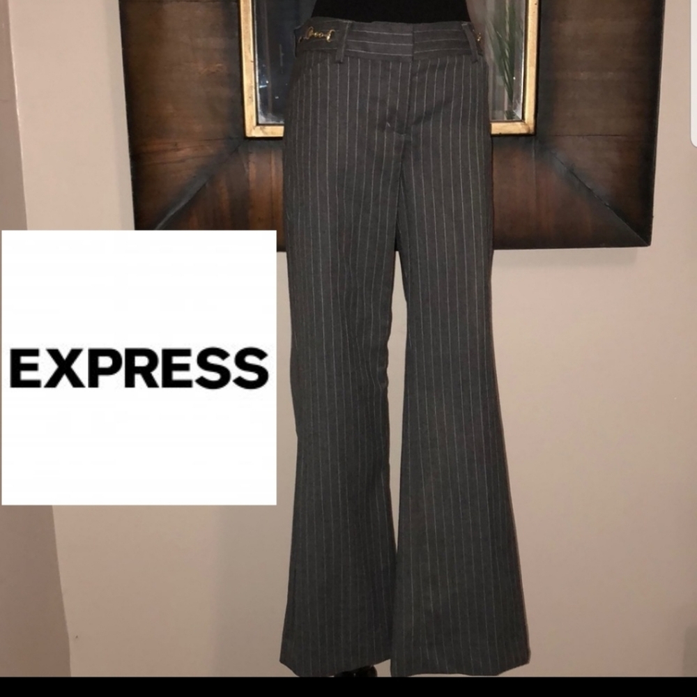 Express Pinstripe Dress pants w chain detail